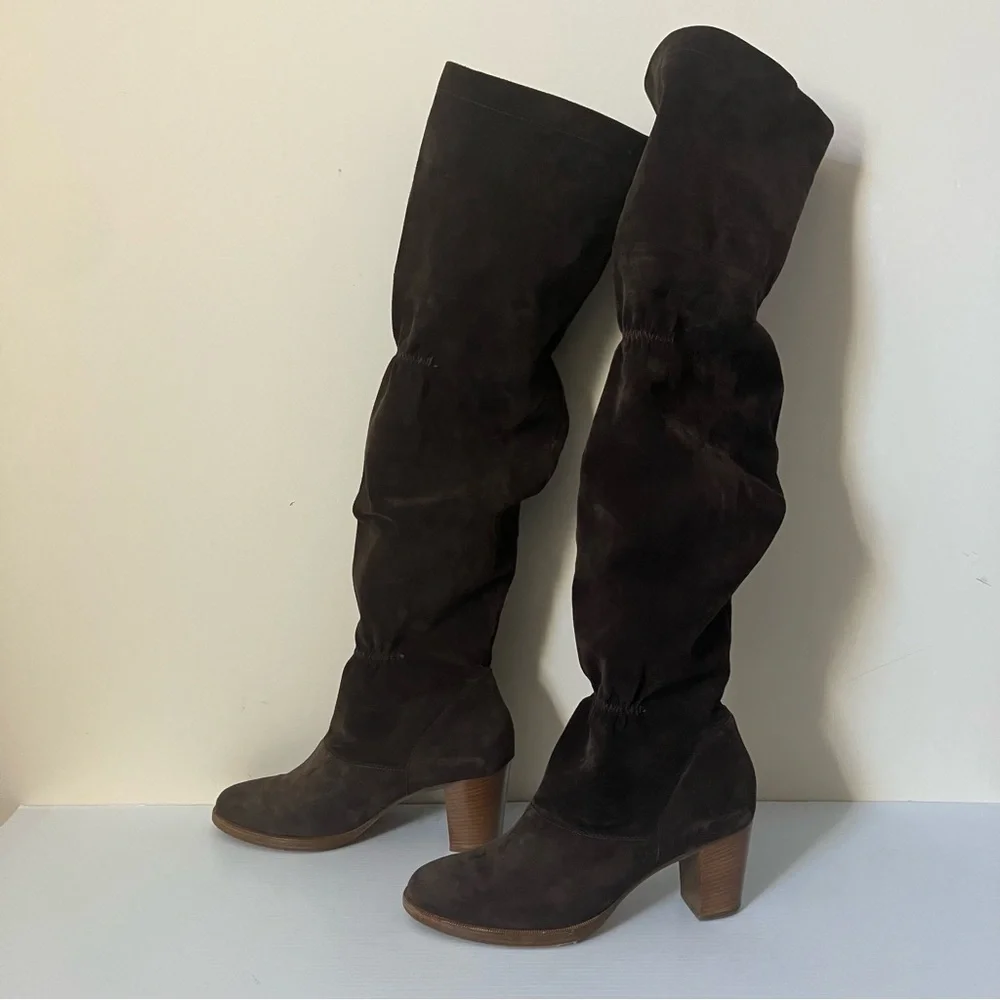 Robert Clergerie Timot Suede Brown Over the Knee Boots size 10